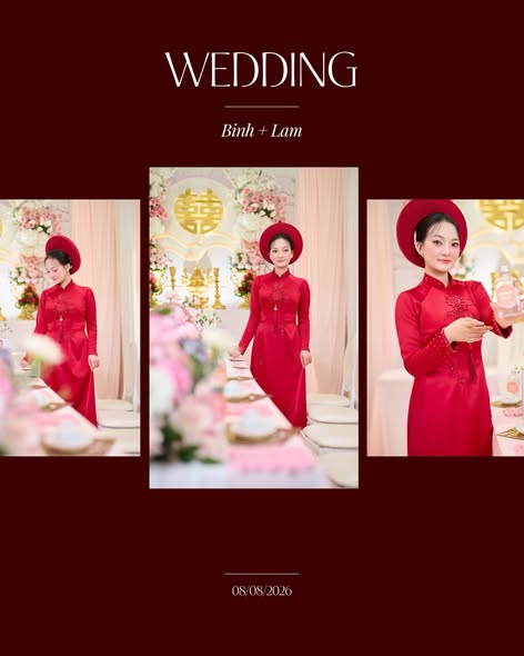 Bộ ảnh cưới áo dài đỏ